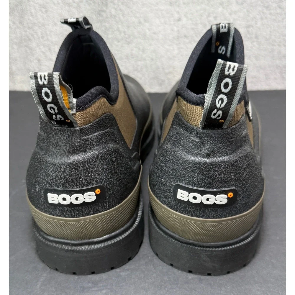 Bogs Tillamook Bay Waterproof Boots Mens 12 Black Olive Rubber Slip On 68142-001